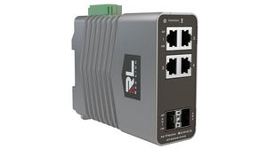 Industriell Ethernet-switch, RJ45-portar 4, Fiberportar 2SFP, 1Gbps, Hanterat